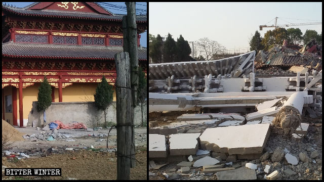西寺本堂が取り壊される前と後の様子。