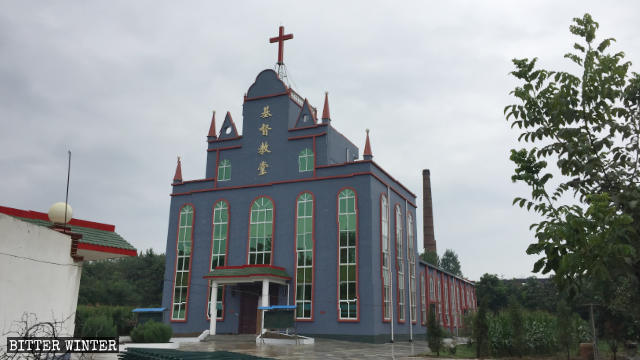 偃師市大口鎮の董村三自教会堂、取り壊し前の教会堂正面