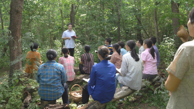 家庭教会の信者が森の中で集会を開いている。（写真はインターネットより取得）