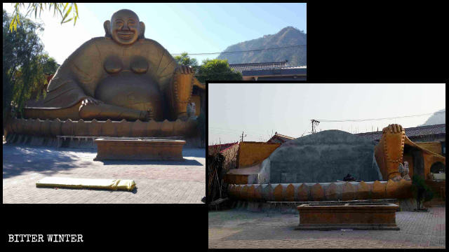 景忠山の寺院の阿弥陀像が取り壊された。