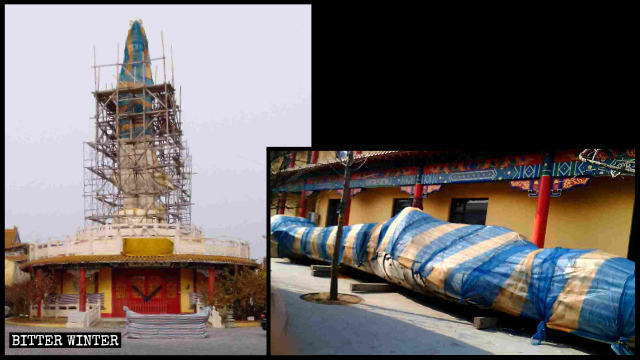 解体された遼寧省の卧佛寺の観音像。