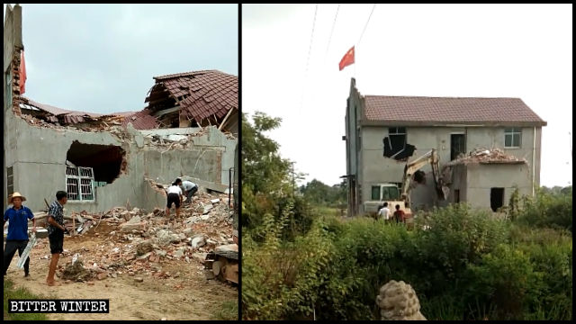 上饒市にある三自教会が強制的に取り壊された。