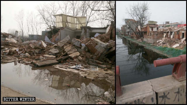 項城市轄の秣陵鎮では、300軒以上の家や店舗が取り壊された。